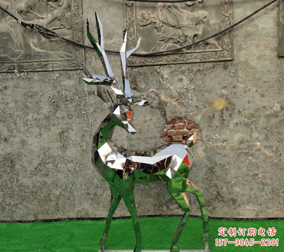 泰州园林不锈钢抽象小鹿雕塑