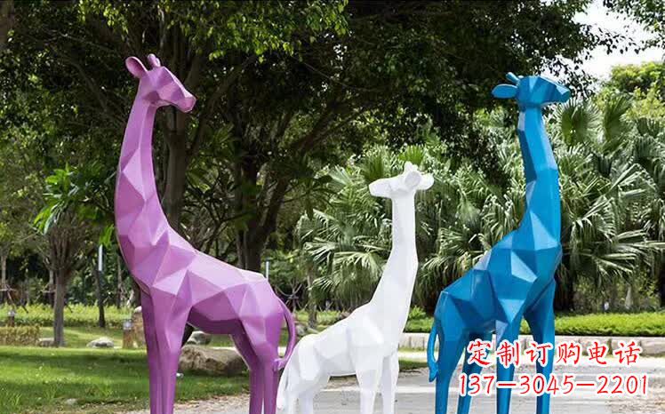 泰州园林不锈钢动物长颈鹿雕塑