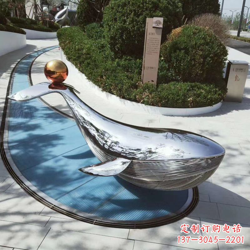 泰州园林不锈钢海豚景观摆件