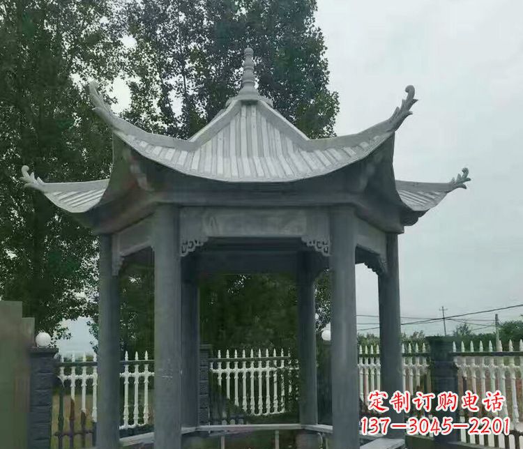 泰州园林仿古石凉亭景观石雕 (2)
