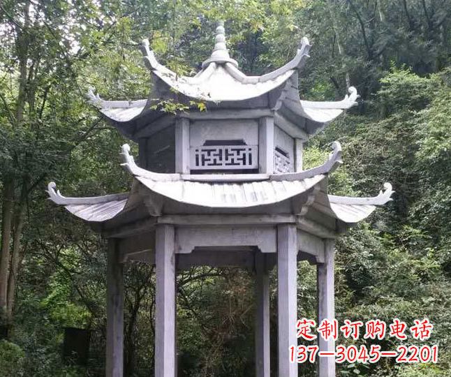泰州园林仿古石凉亭景观石雕 (3)