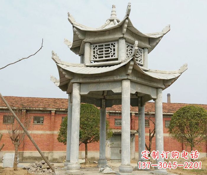 泰州园林仿古双层石雕凉亭 (2)