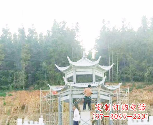 泰州园林仿古双层石凉亭景观石雕 (2)
