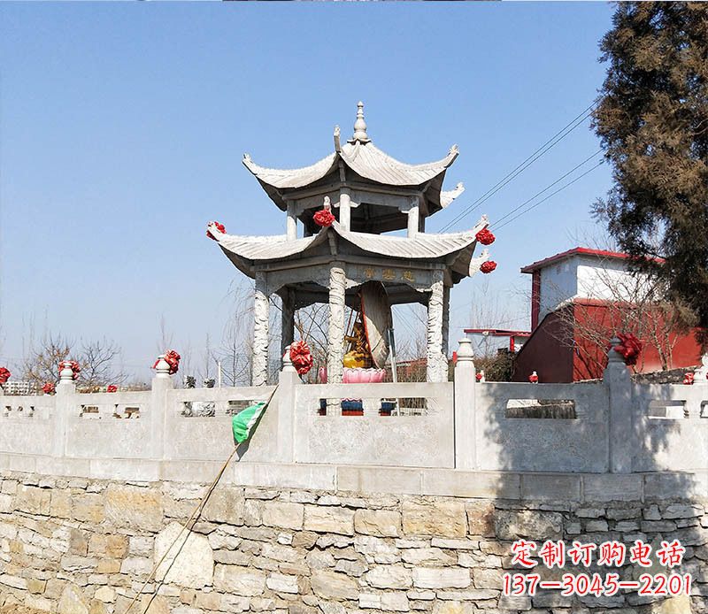 泰州园林仿古双层石凉亭景观石雕 (3)