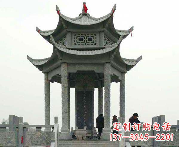 泰州园林仿古双层石凉亭景观石雕
