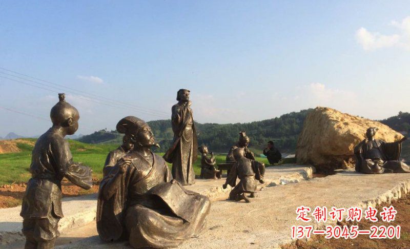 泰州园林古代人物和玩耍的小孩小品铜雕