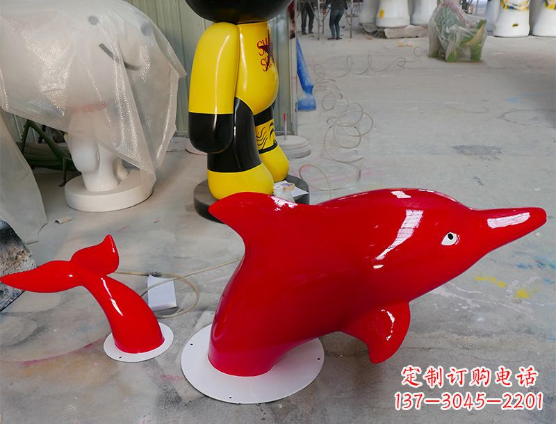 泰州园林广场创意海豚入水出水雕塑摆件