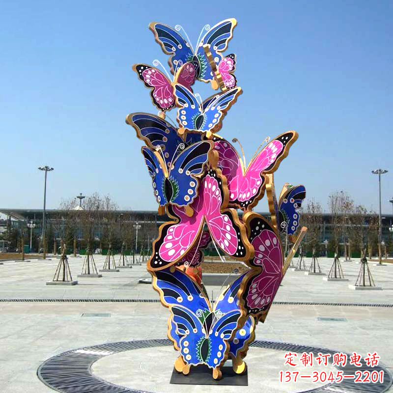 泰州园林广场蝴蝶不锈钢动物景观雕塑