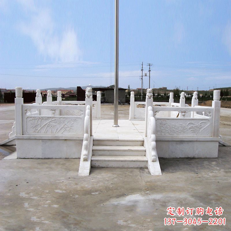 泰州园林广场升旗台汉白玉石雕国旗台
