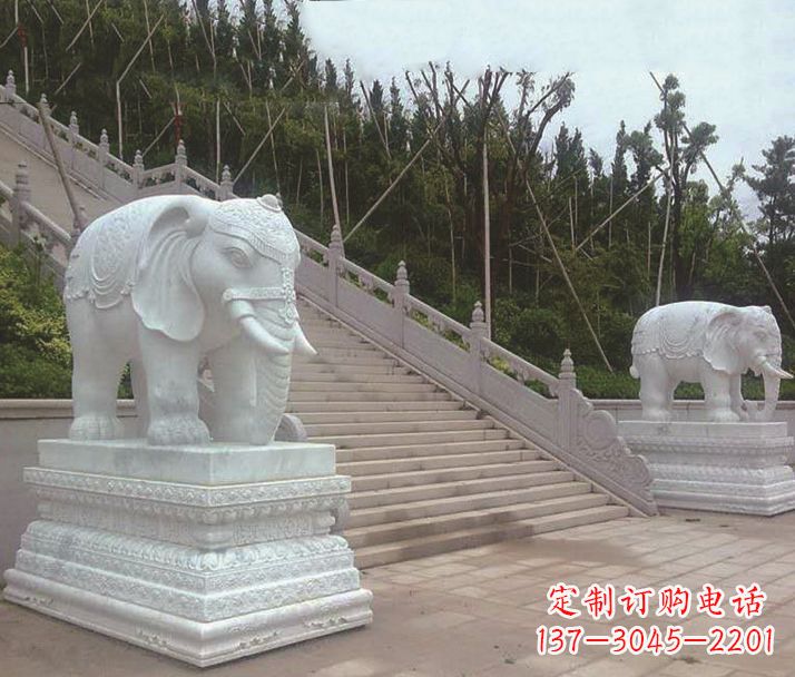泰州园林汉白玉大象景观石雕