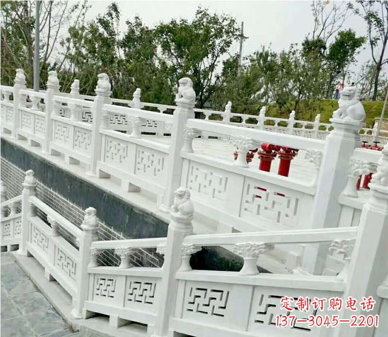 泰州园林汉白玉栏板景观石雕 (2)