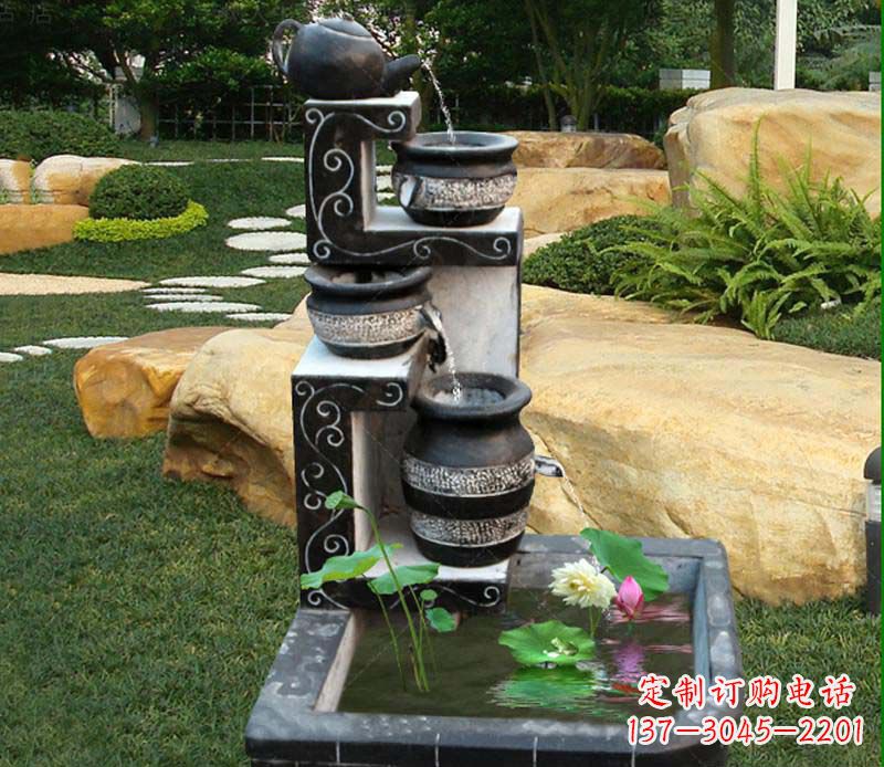 泰州园林景观茶壶流水池石雕