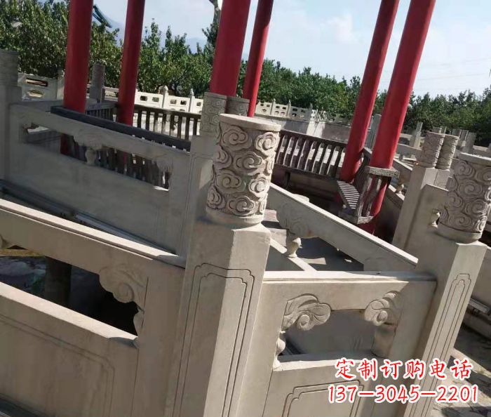 泰州园林景观大理石桥栏板石雕 (3)