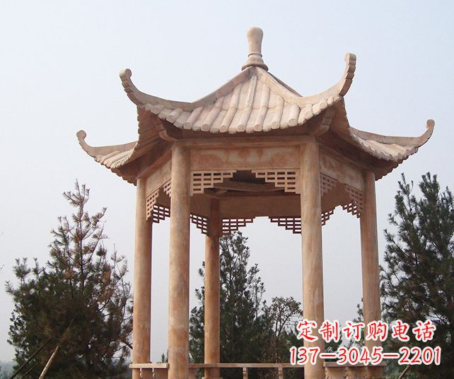 泰州园林景观单层石雕凉亭 (3)