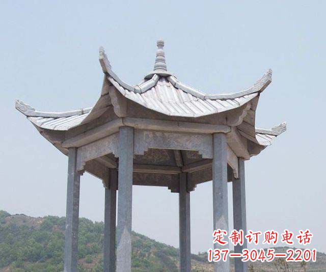 泰州园林景观单层石雕凉亭 (2)
