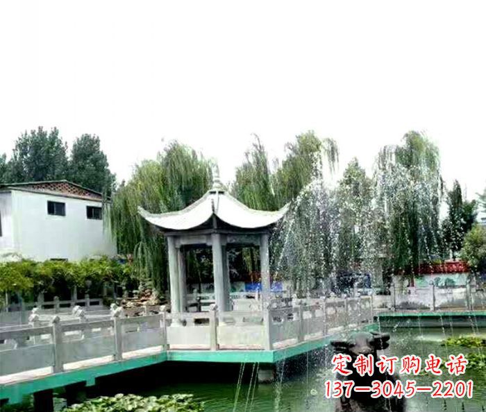 泰州园林景观单层六角石雕凉亭