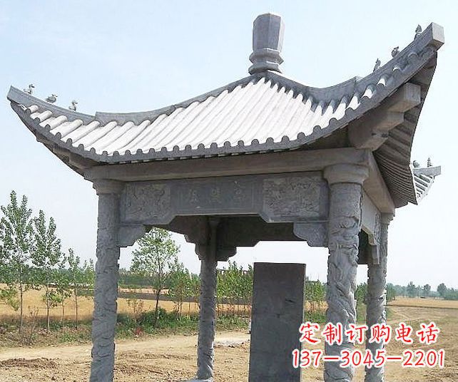 泰州园林景观单层石雕凉亭 (4)