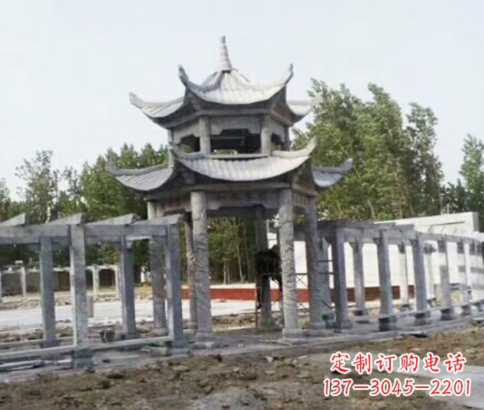 泰州园林景观多层凉亭石雕 (2)