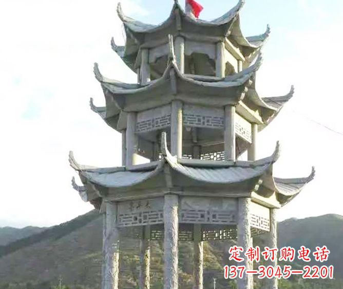 泰州园林景观多层凉亭石雕 (3)