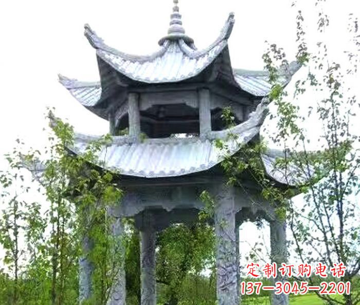 泰州园林景观仿古六角石凉亭