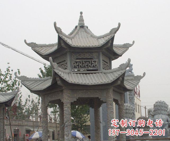 泰州园林景观仿古石雕凉亭 (2)