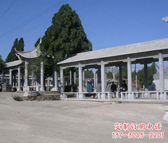 泰州园林景观仿古石雕长廊凉亭 (2)