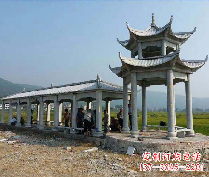 泰州园林景观仿古石雕长廊凉亭