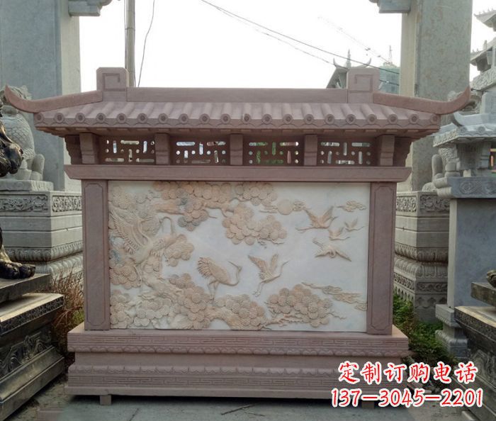 泰州园林景观松鹤石浮雕影壁