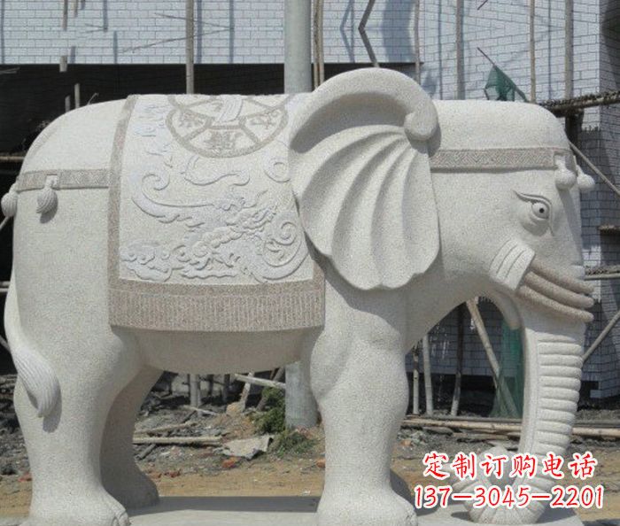 泰州园林景观驮宝大象石雕 (2)