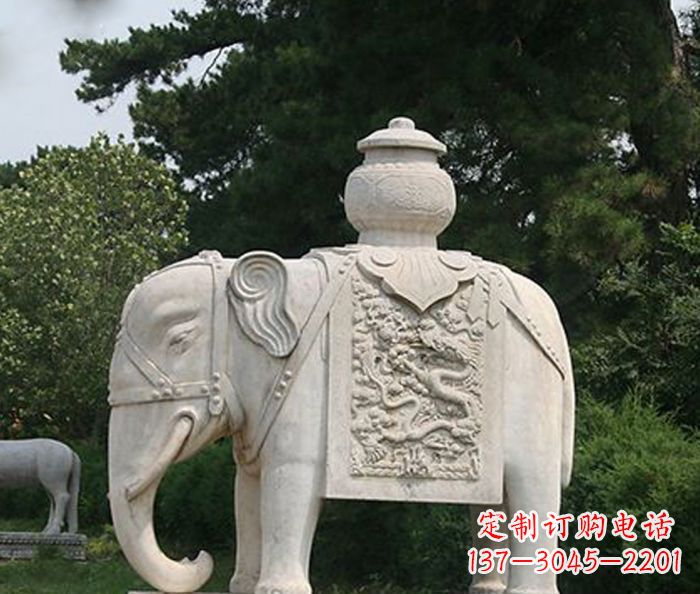 泰州园林景观驮宝大象石雕