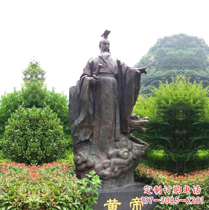泰州园林景区纯铜黄帝铸铜雕像