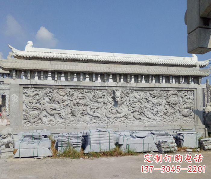 泰州园林九龙壁石雕影壁 (3)
