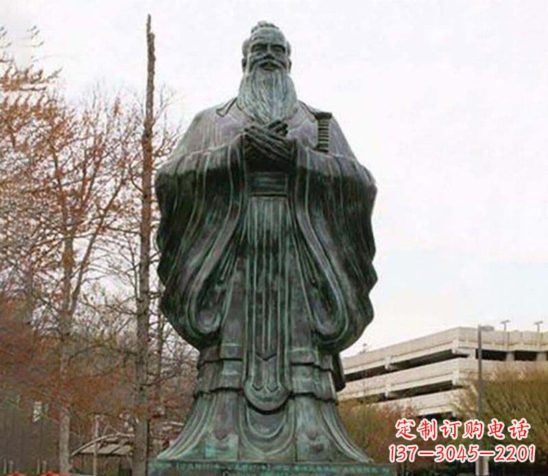 泰州园林老子人物铜雕