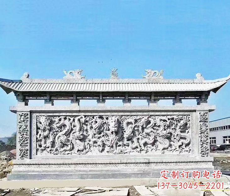 泰州园林龙浮雕影壁墙景观石雕