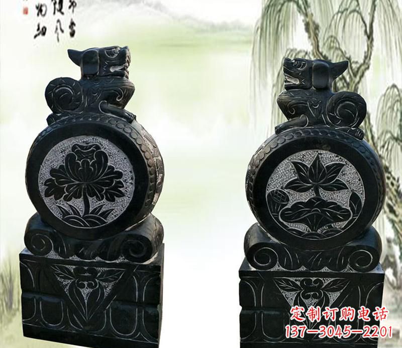 泰州园林貔貅门墩石雕
