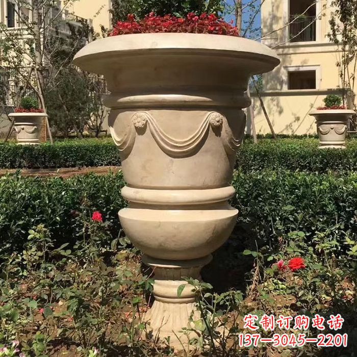 泰州园林砂岩石雕花盆