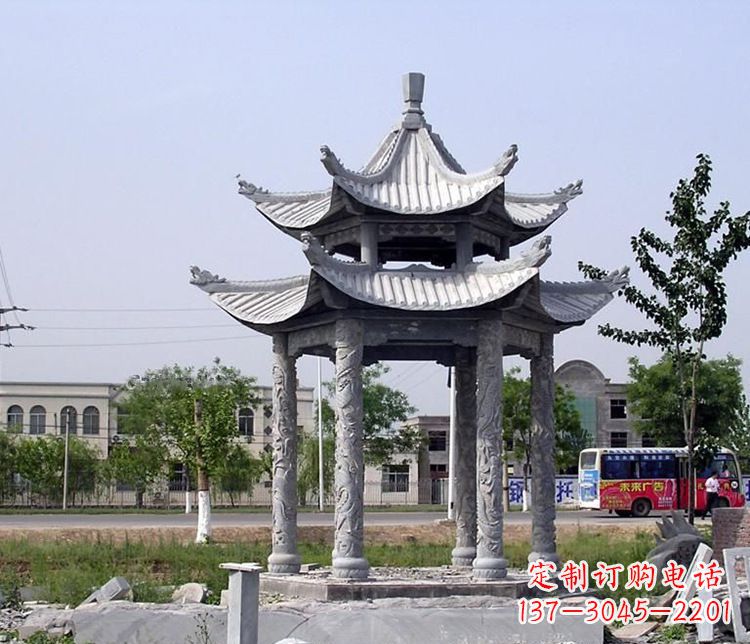 泰州园林双层仿古凉亭石雕