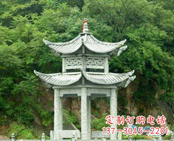 泰州园林双层六角石凉亭景观石雕