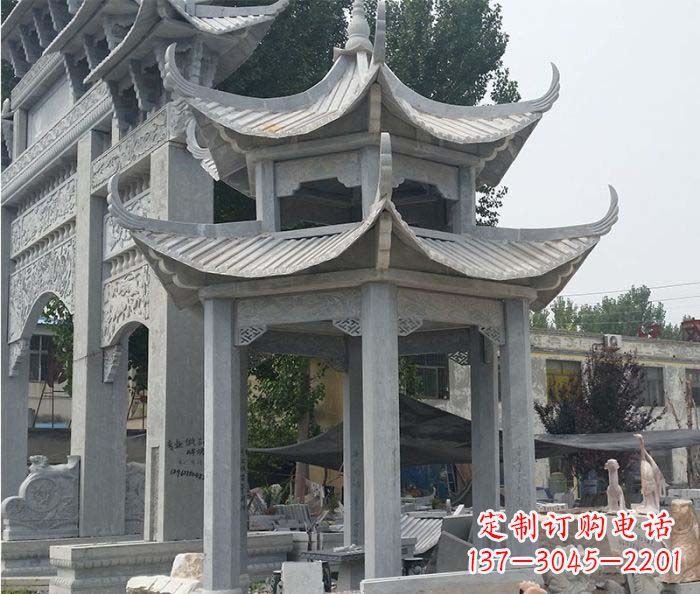 泰州园林双层石雕凉亭