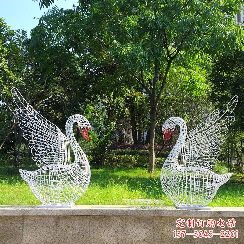 泰州展翅天鹅网格雕塑-上色款