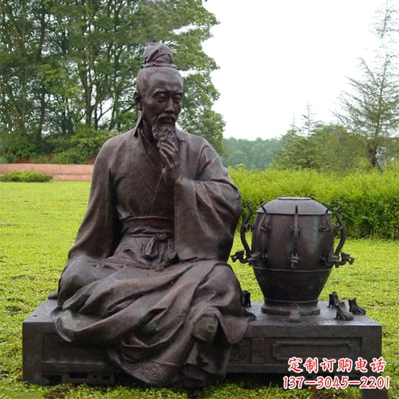 泰州张衡与地动仪铜雕景观-公园园林历史名人情景雕塑