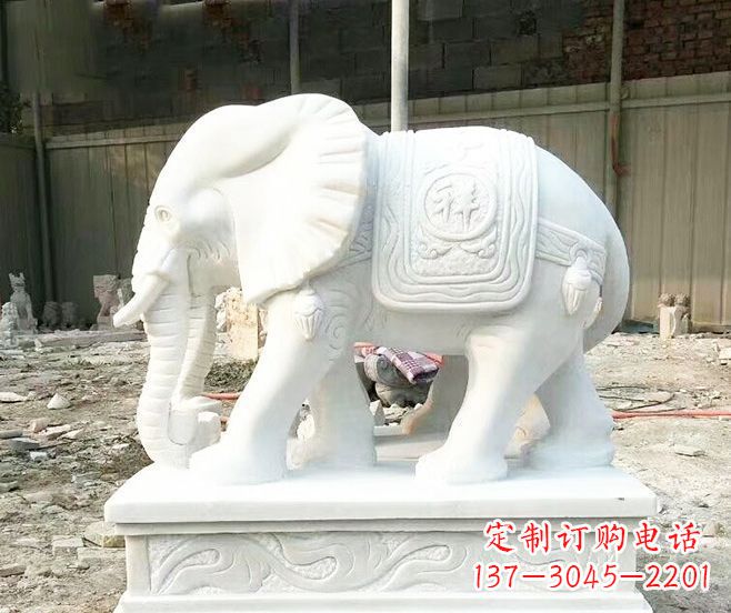 泰州招财动物汉白玉大象石雕 (3)