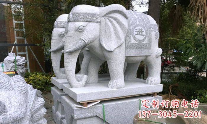 泰州招财进宝大理石门口大象雕塑