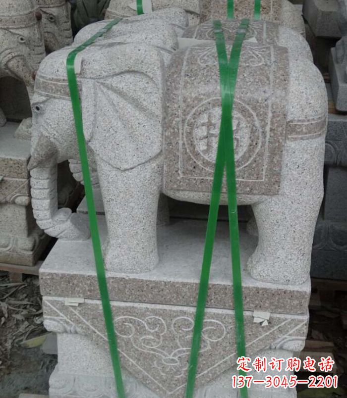 泰州招财进宝芝麻灰大象石雕 (4)