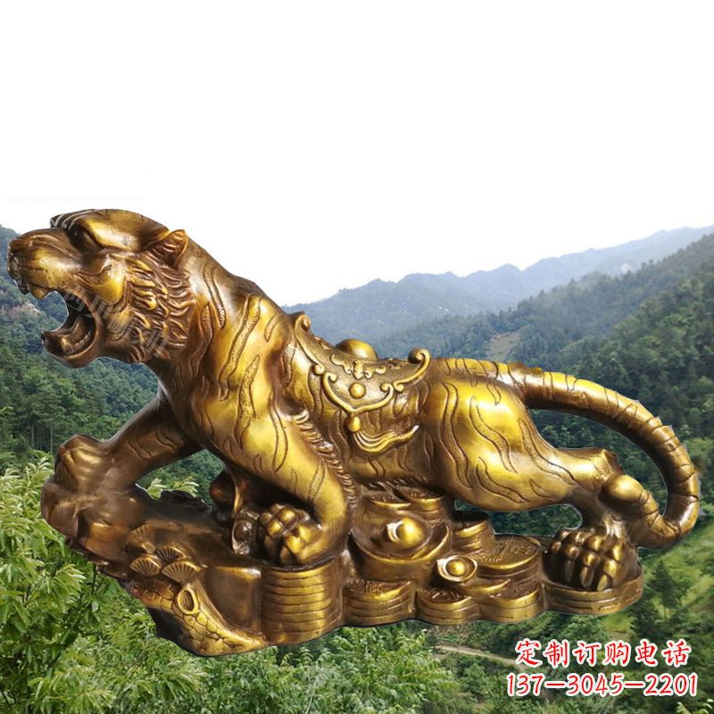 泰州招财老虎漆金12生肖动物雕塑