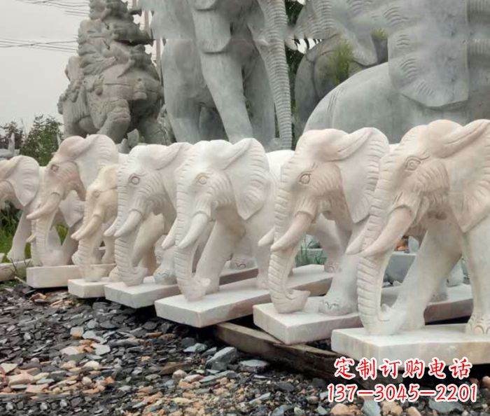 泰州招财晚霞红大象石雕 (3)