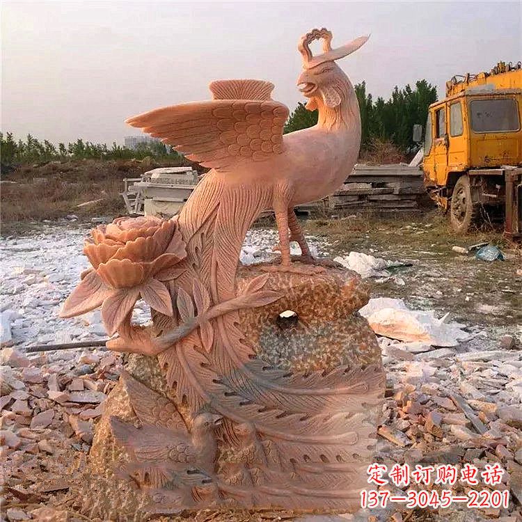 泰州中国古代传说中的瑞鸟凤凰牡丹石雕
