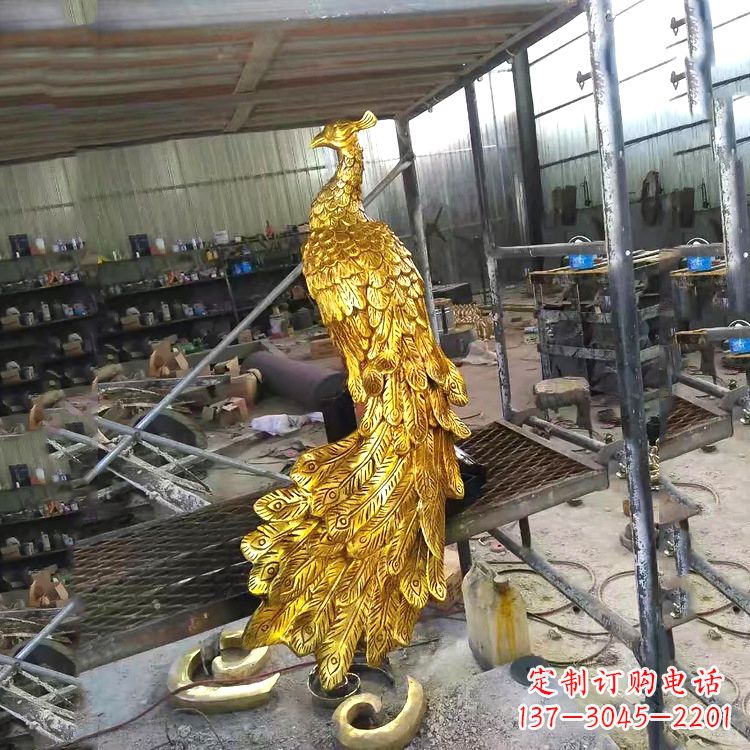 泰州中国古代传说中的瑞鸟凤凰鎏金铜雕