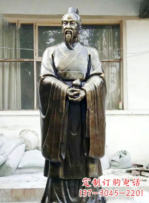 泰州中国古代名医扁鹊铸铜雕像半身像