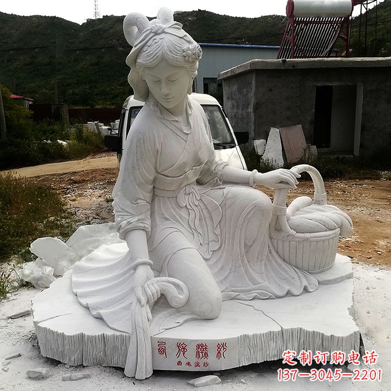 泰州中国古代四大美女之西施汉白玉石雕塑